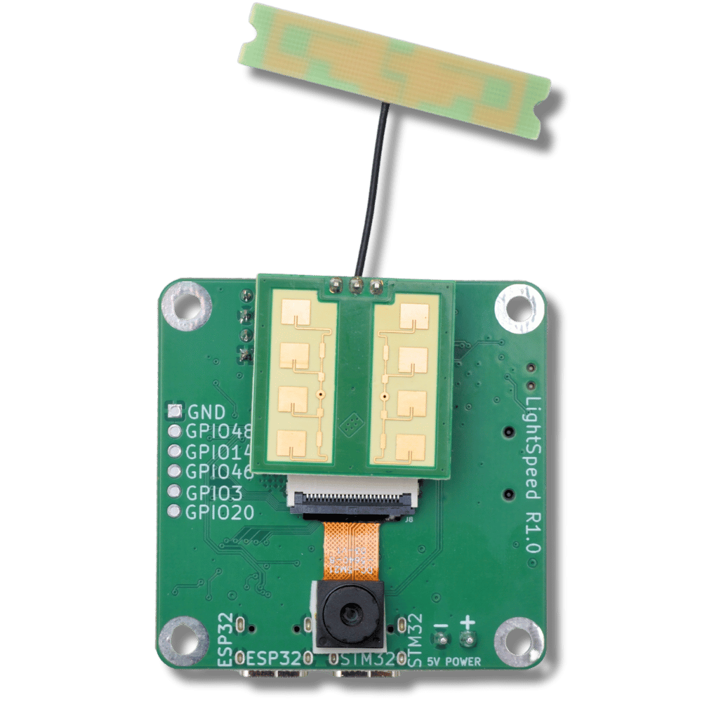 MiniSpeedCam board with radar module, camera and antenna
